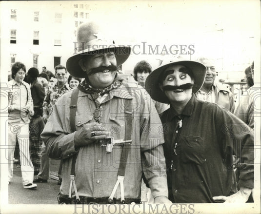 1977 Carnival Maskers as Groucho Marx and Policeman in New Orleans - Historic Images