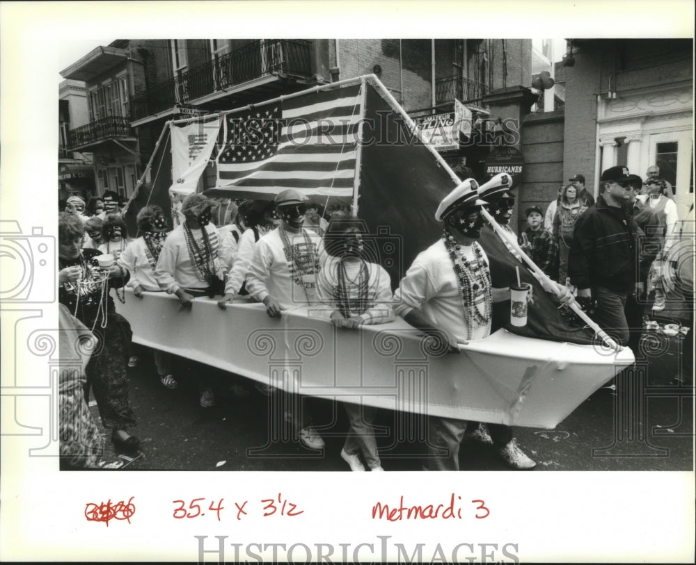 1994 Krewe of America from Ocean Springs Miss. on Bourban Street. - Historic Images