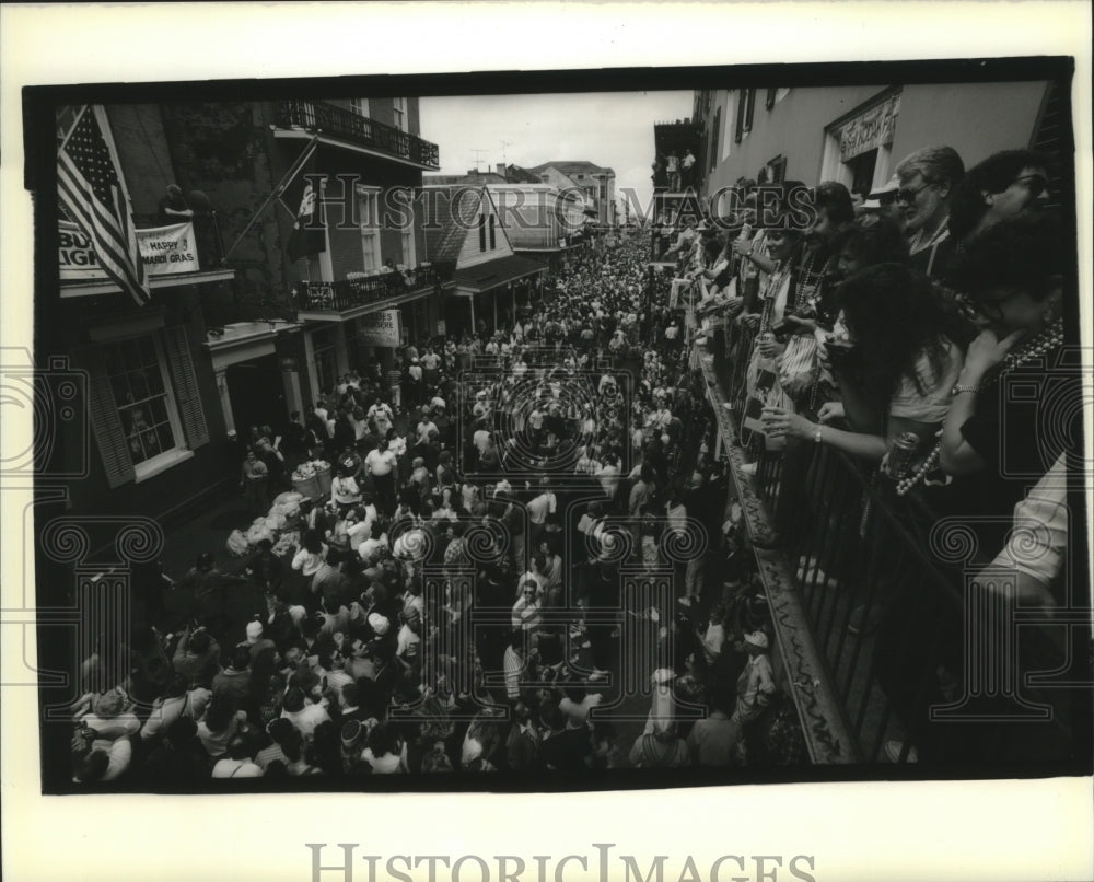 1990 Bourbon Street Crowd After Mardi Gras Parade in New Orleans - Historic Images