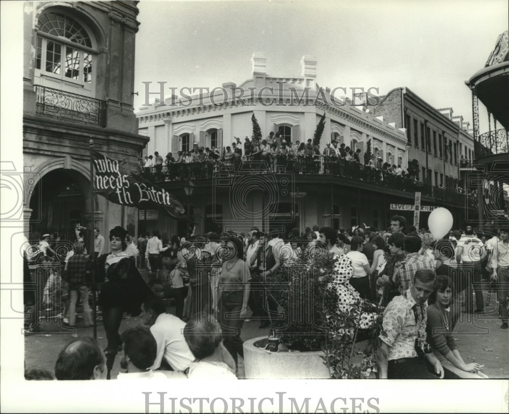 1987 View of Crowd on Canal Street During Carnival in New Orleans - Historic Images