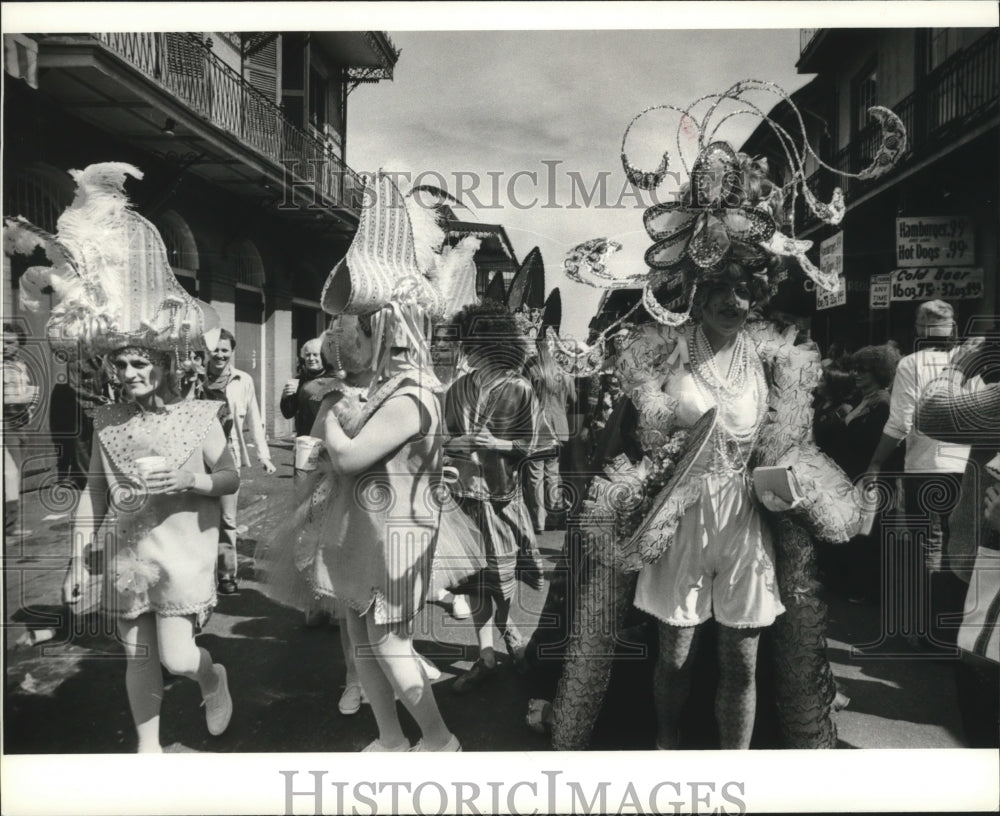 1980 Carnival Maskers in Hats in New Orleans  - Historic Images