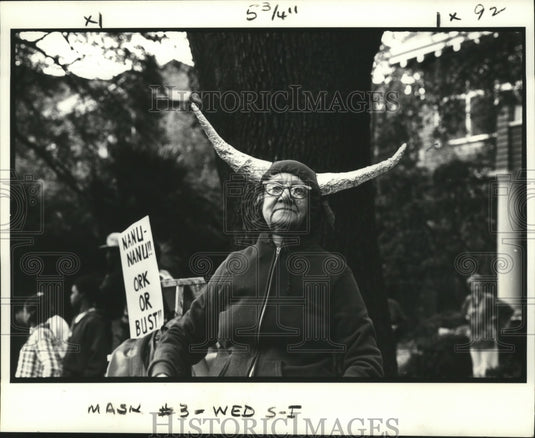 1980 Older Carnival Masker Wearing Horns in New Orleans  - Historic Images