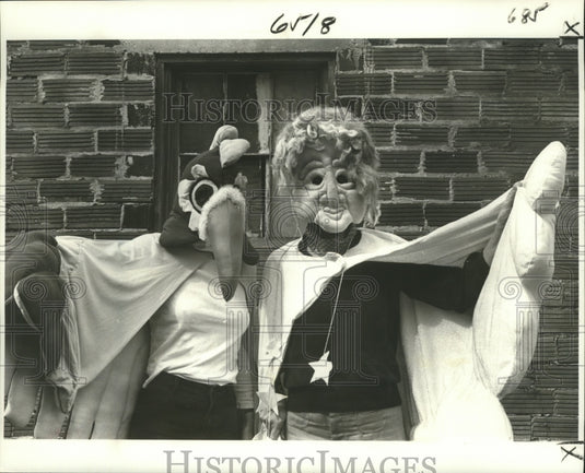 1980 Carnival Maskers Wearing Funky Chicken & Silver Lined Cloudsmen - Historic Images