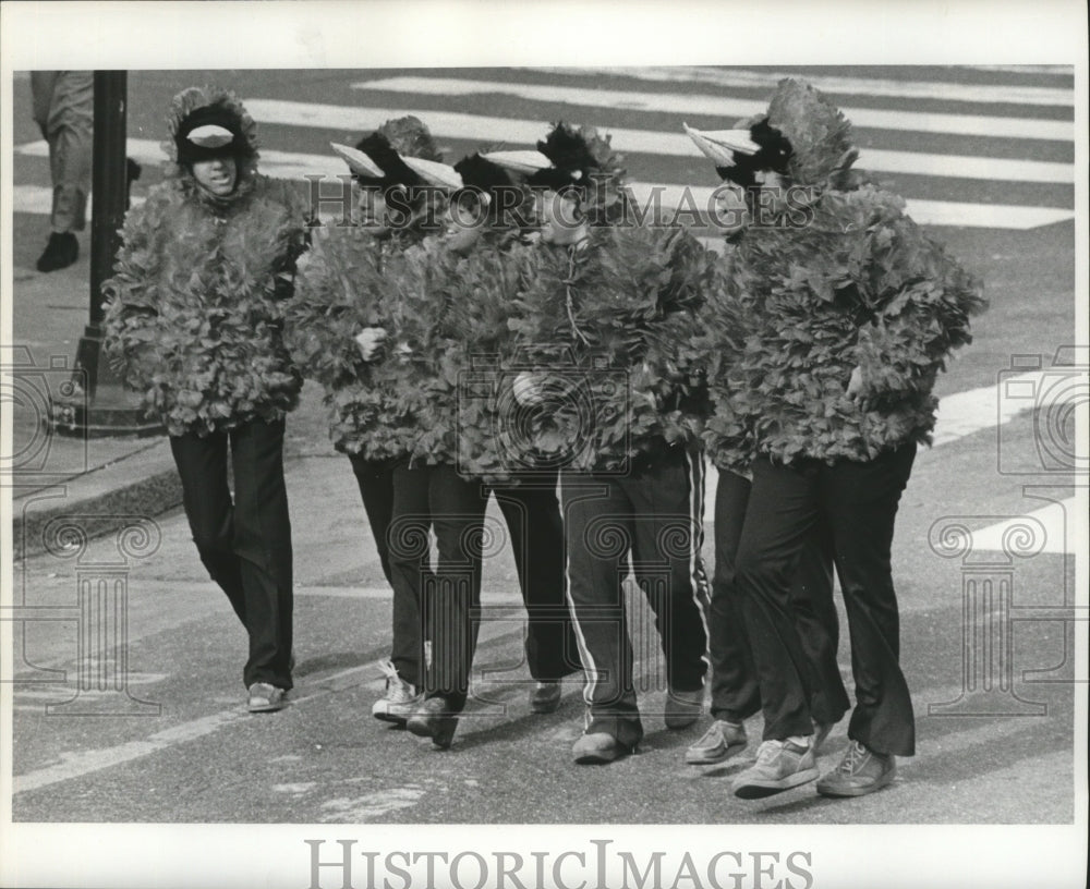 1978 Five Carnival Maskers Wearing Bird Costumes in New Orleans - Historic Images