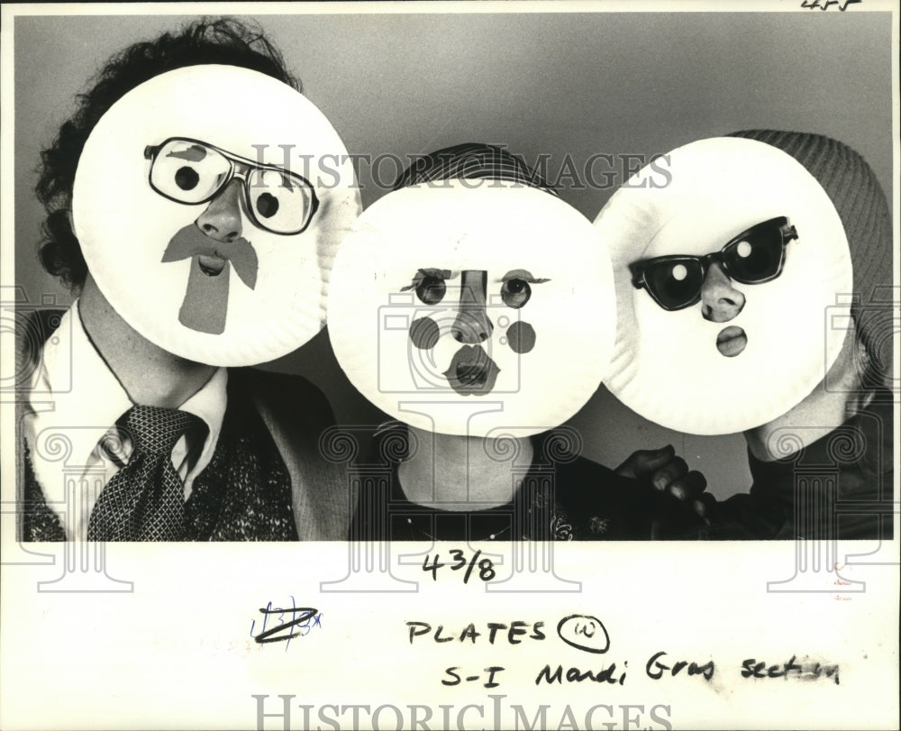 1979 Plate Masks Worn In Protest, Mardi Gras, New Orleans - Historic Images