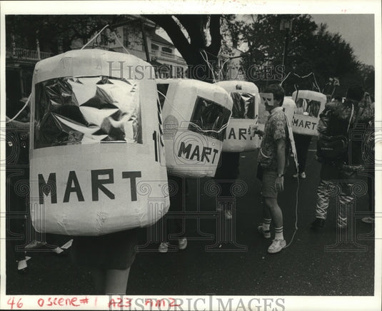 1995 Group Costumed at Gondola System, Mardi Gras, New Orleans - Historic Images