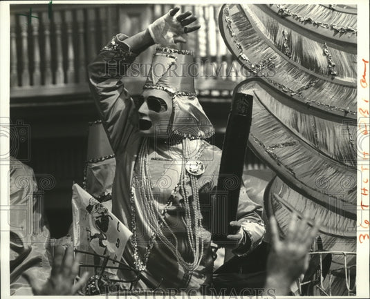 1987 Maskers Revs the Crowd up During Parade at Mardi Gras - Historic Images