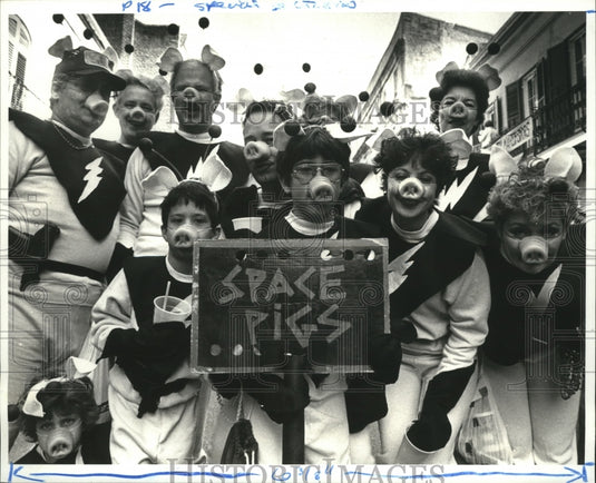 1987 Kirshstein family as invading space pigs at Mardi Gras - Historic Images
