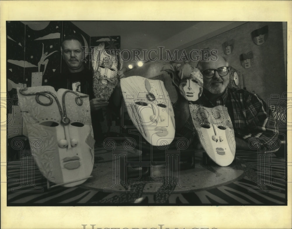 1992 Perry Morgan and Richard West with some of their masks - Historic Images