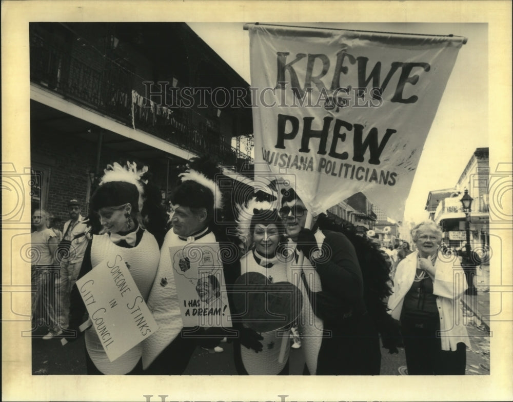 1992 the &#39;Krewe of Phew&#39; parade through the French Quarter - Historic Images