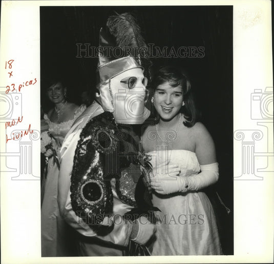 1990 Newly Crowned 12th Night Queen with Masker at Mardi Gras - Historic Images