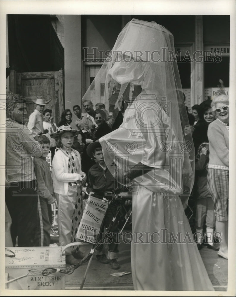 1966 Carnival Masker in All White Costume, Mardi Gras, New Orleans - Historic Images