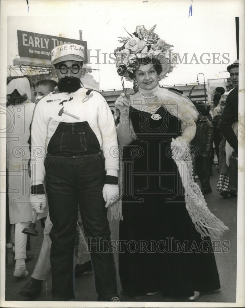 1966 Plumber and Lady Carnival Maskers, Mardi Gras, New Orleans - Historic Images