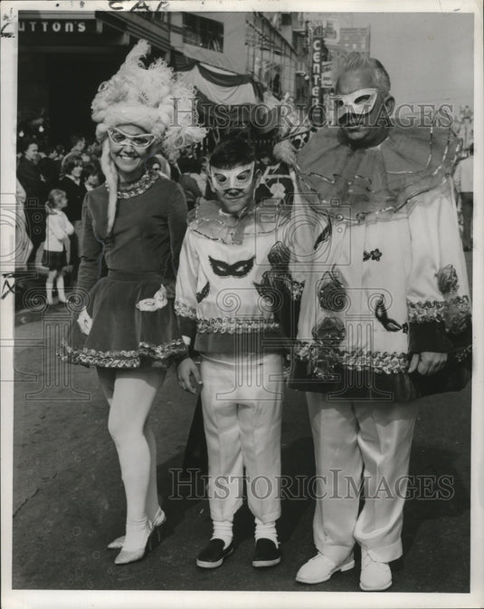 1966 Attendees in Festive Costumes at Mardi Gras, New Orleans - Historic Images