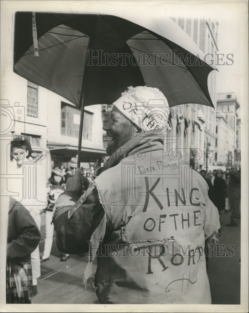 1966 Carnival Masker Wearing King of Road Jacket in New Orleans - Historic Images