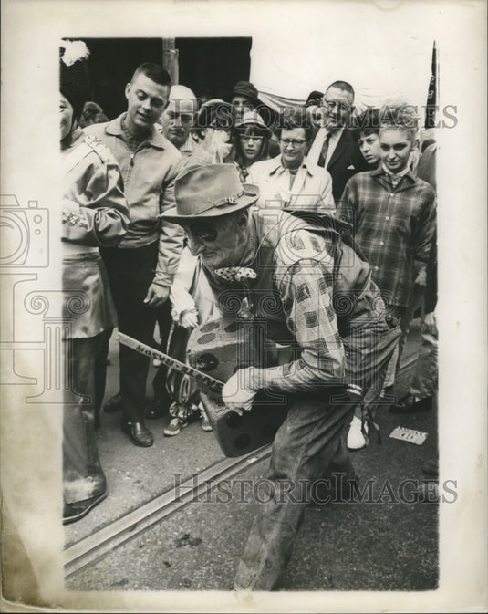 1966 Carnival Masker Carrying Large Dice in New Orleans  - Historic Images