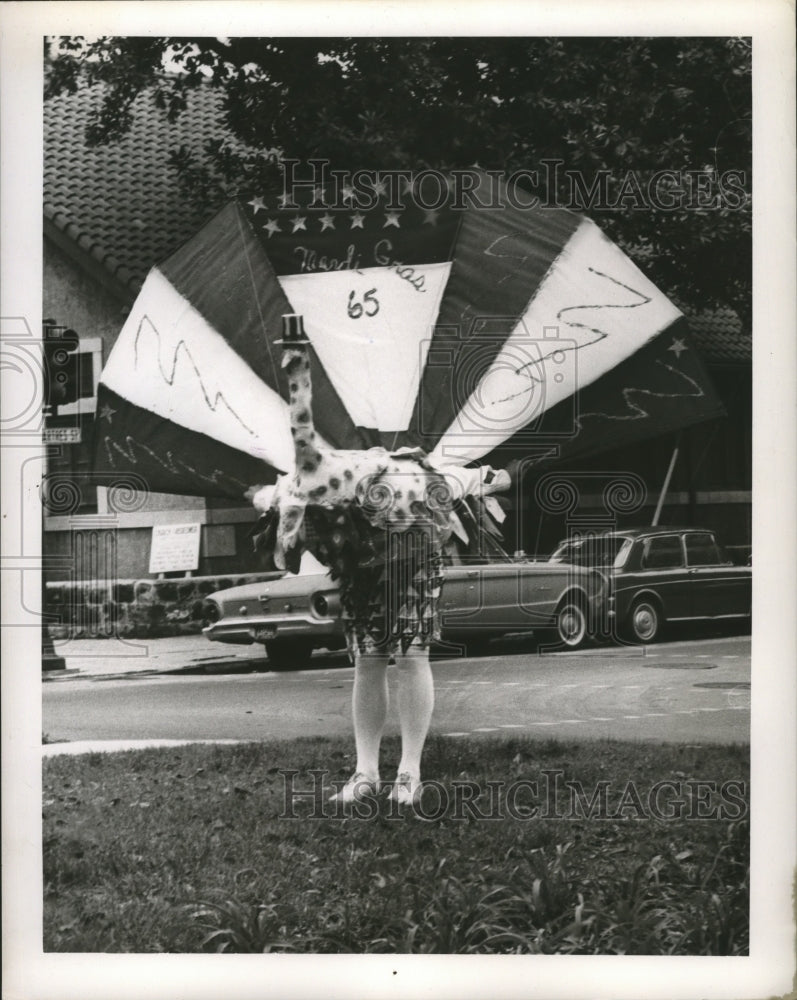 1965 Carnival Masker as a Turkey on Esplanade Avenue in New Orelans - Historic Images