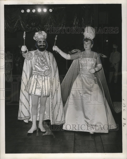 1960 Carnival 12th Nights Revelers Lord of Misrule and his Queen - Historic Images