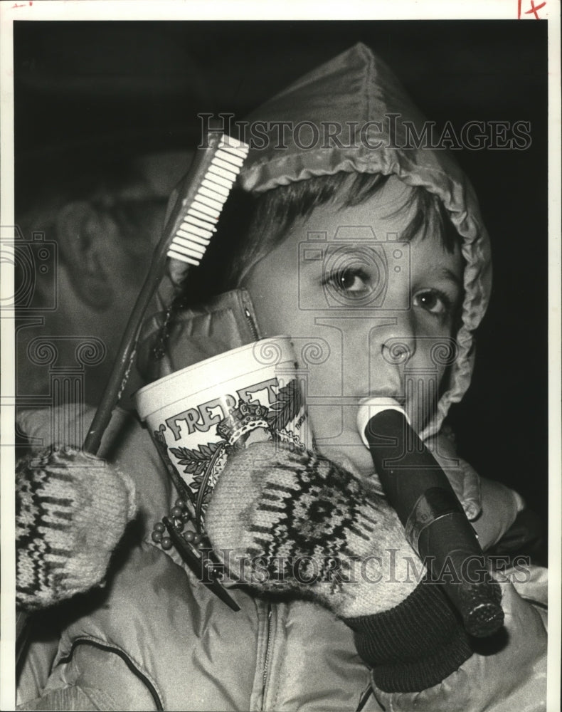 1985 Eli Weiss at Age Four at Krewe of Freret Parade in New Orleans - Historic Images