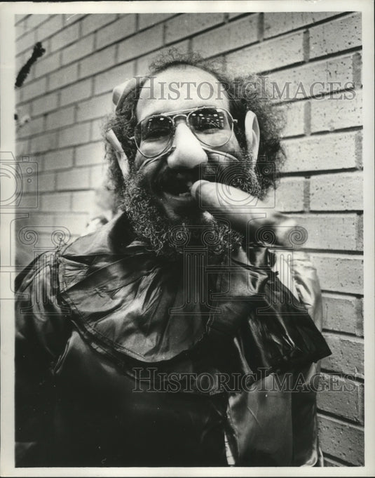 1975 Carnival Masker Man with Big ears and Cigar in New Orleans - Historic Images