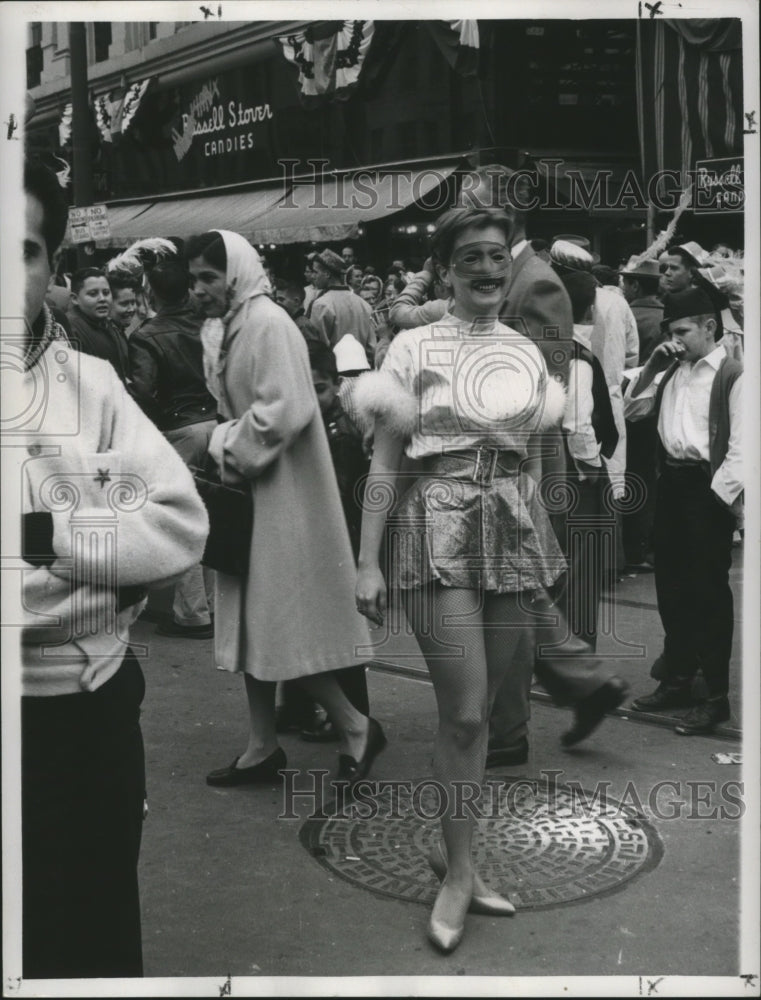 1961 New Orleans Mardi Gras costume in street  - Historic Images