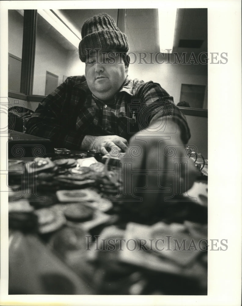 Carnival Reveler and his doubloons.  - Historic Images