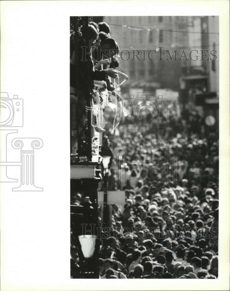 1991 Mardi Gras, New Orleans Carnival crowds.  - Historic Images