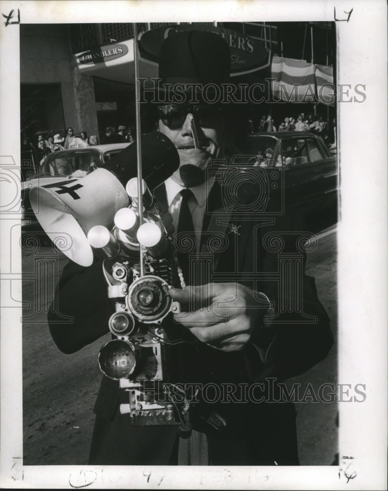 1969 Carnival Masker as a Director with Bullhorn in New Orleans - Historic Images