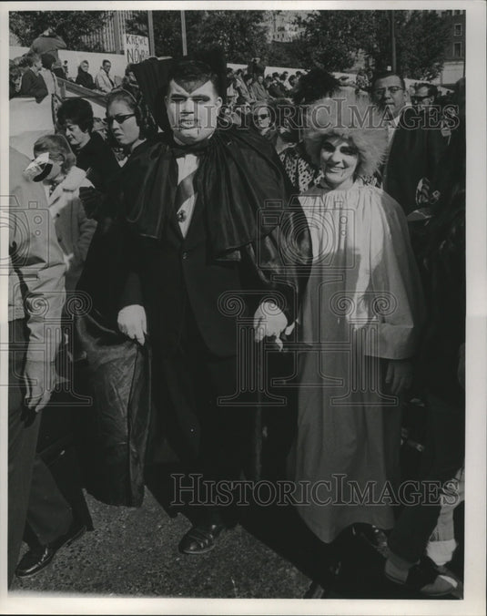 1969 NOLA Carnival Maskers as Dracula & Bride in New Orleans - Historic Images