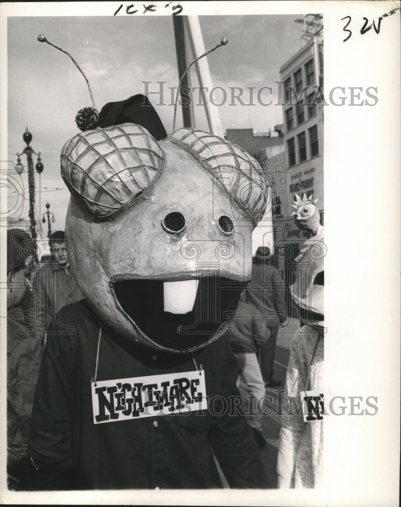 1967 Carnival Masker John Sabathier at Mardi Gras on Canal Street - Historic Images