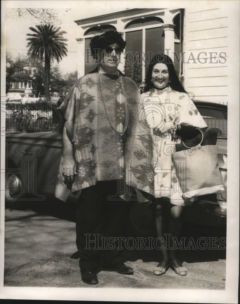 1968 Carnival Maskers Couple Wearing Kimonos in New Orleans - Historic Images