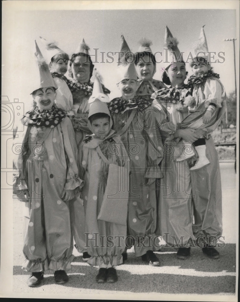 1968 Group of Carnival Maskers Clowns at Krewe of Arabi Parade - Historic Images