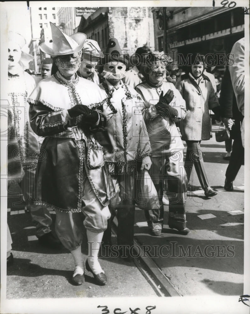 1967 Mardi Gras, New Orleans Carnival maskers.  - Historic Images