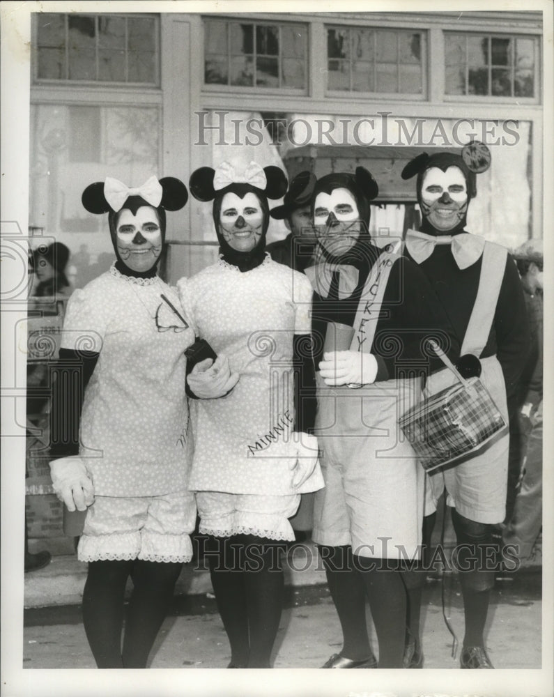 1971 Carnival Maskers duplicate Mickey and Minnie Mice  - Historic Images