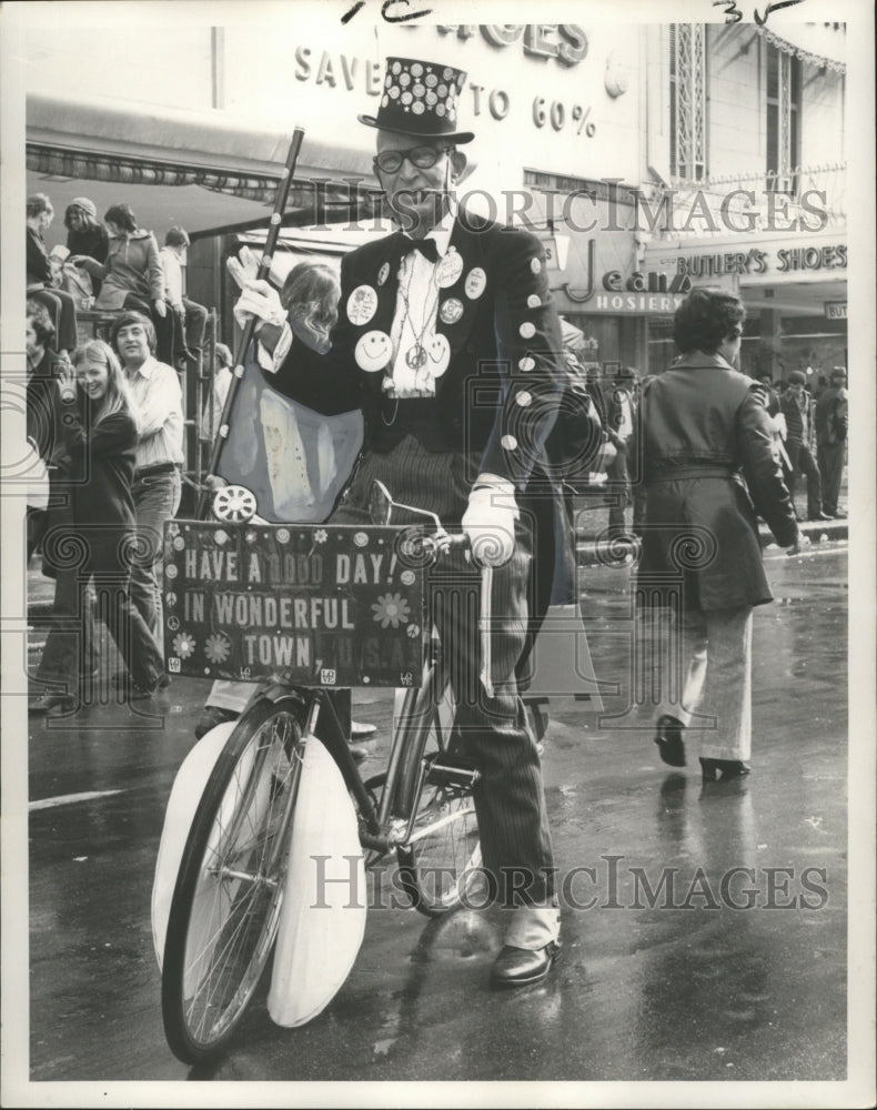 1972 Carnival masker formality on a bike  - Historic Images