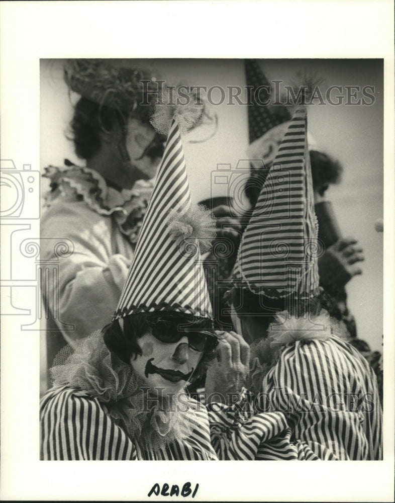 1979 Maskers in Clown at Mardi Gras, New Orleans  - Historic Images