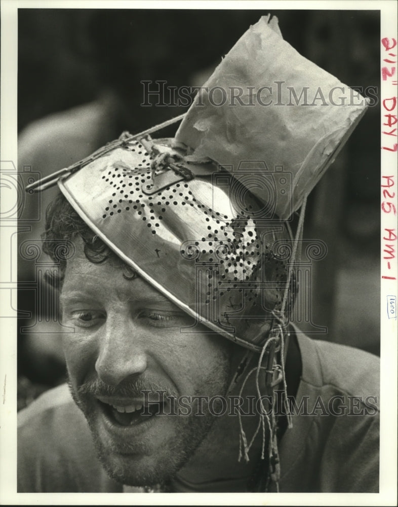 1985 Carnival Masker on Day 7 of Mardi Gras. A bit worse for wear. - Historic Images