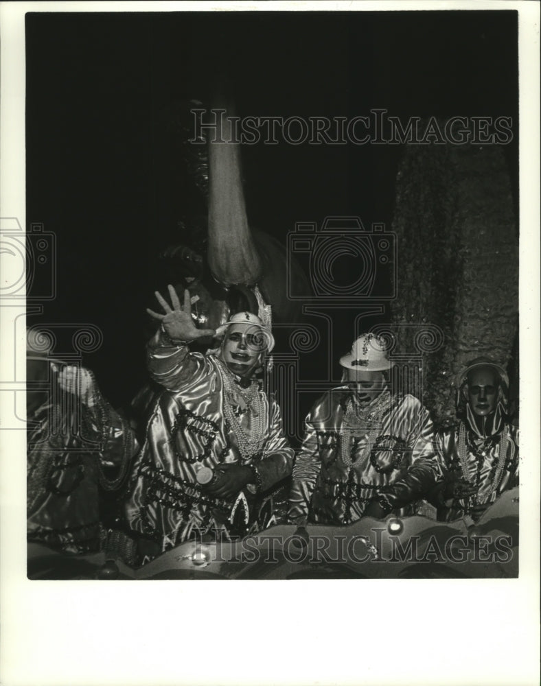 1986 Carnival Masker revelers on a float.  - Historic Images