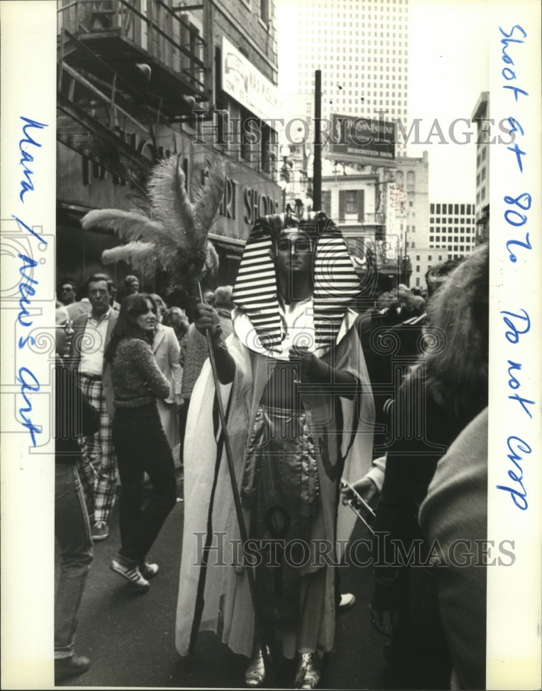 1988 Masker in Egyptian Inspired Costume at Mardi Gras, New Orleans - Historic Images