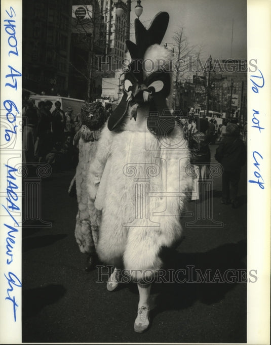 1988 Masker in Chicken Costume at Mardi Gras, New Orleans - Historic Images