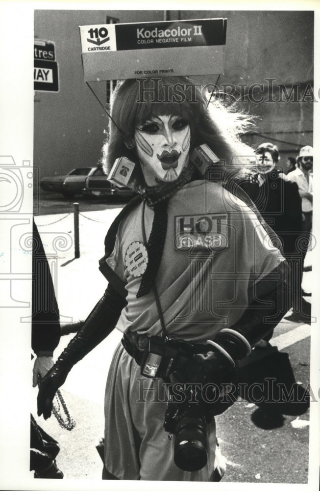 1983 Hot Flash Masker on Charters Street at Mardi Gras, New Orleans - Historic Images