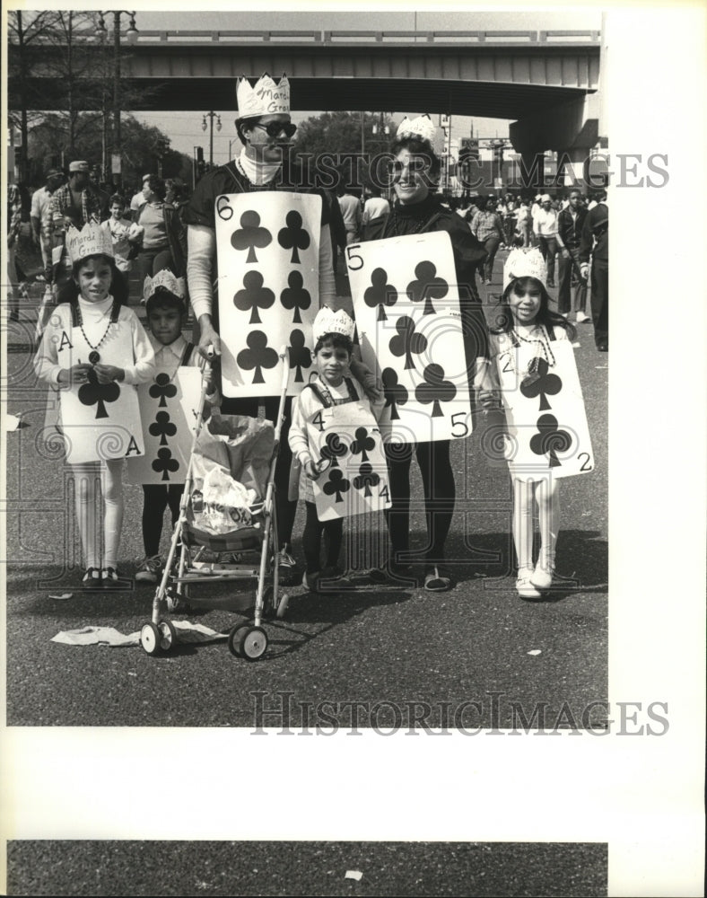 1983 Family as Cards at Mardi Gras, New Orleans  - Historic Images