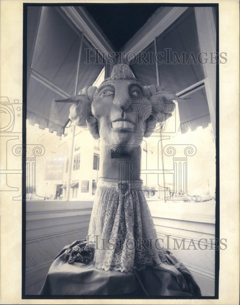 1992 Masker costumes on display in Miriam Walmsley Gallery. - Historic Images