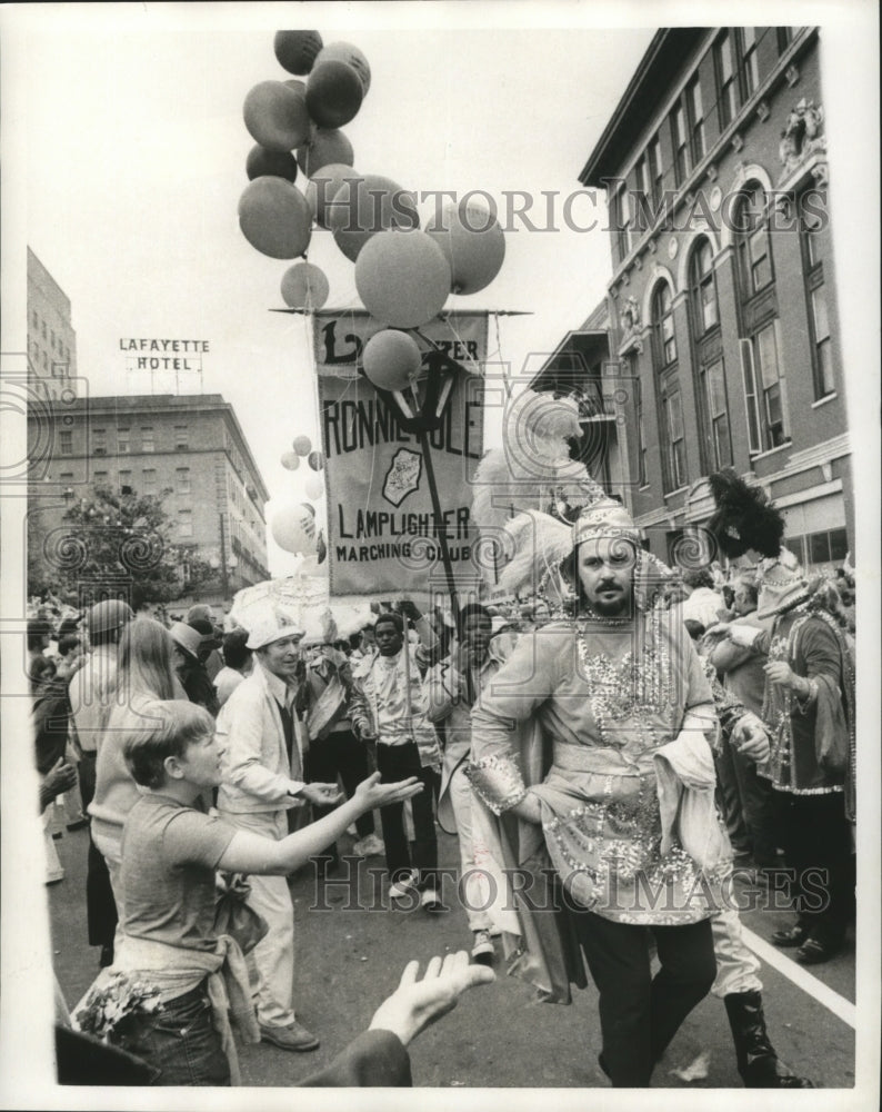 1973 Lamplighter, Carnival Marching Club, in Mardi Gras Parade - Historic Images