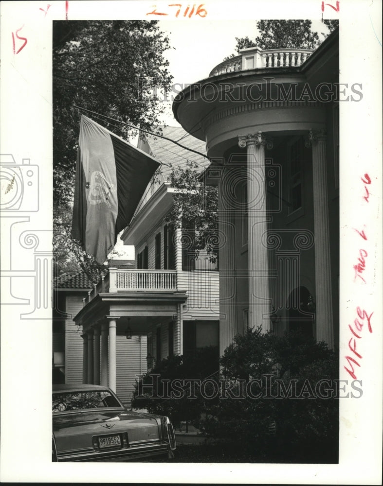 1986 Carnival Flag Waves over New Orleans Home  - Historic Images