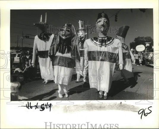 1989 Walking Heads March in Slidell's Krewe of Perseus Parade - Historic Images