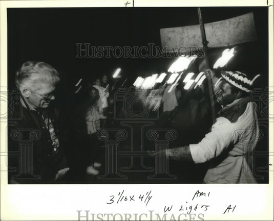 1992 Flambeaux Carrier Seen at Mardi Gras, New Orleans  - Historic Images