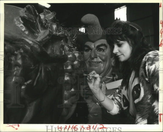 1989 Mardi Gras Carnival float at Blaine Kern float dens. - Historic Images