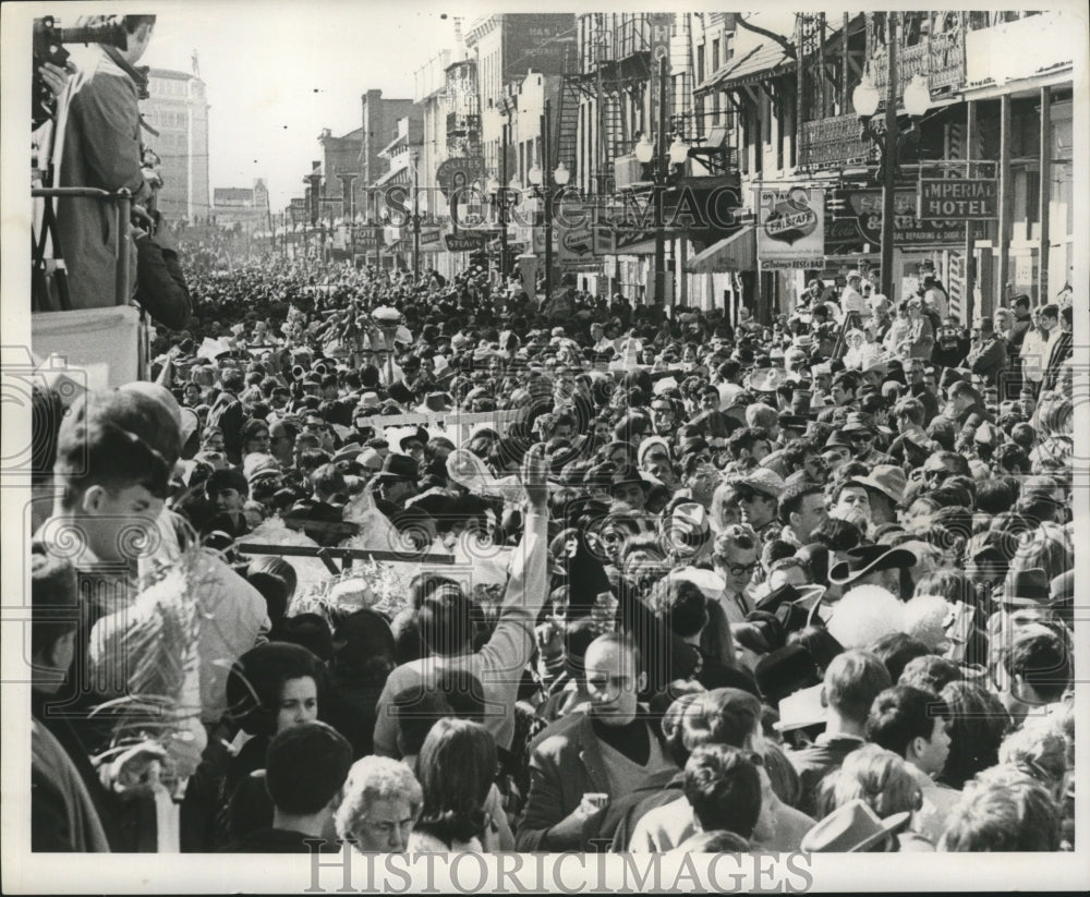 1969 Mardi Gras, New Orleans Carnival Crowds on Canal St. - Historic Images