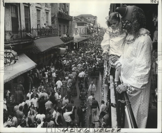 1975 Crowds Fill Bourbon Street at Mardi Gras, New Orleans - Historic Images